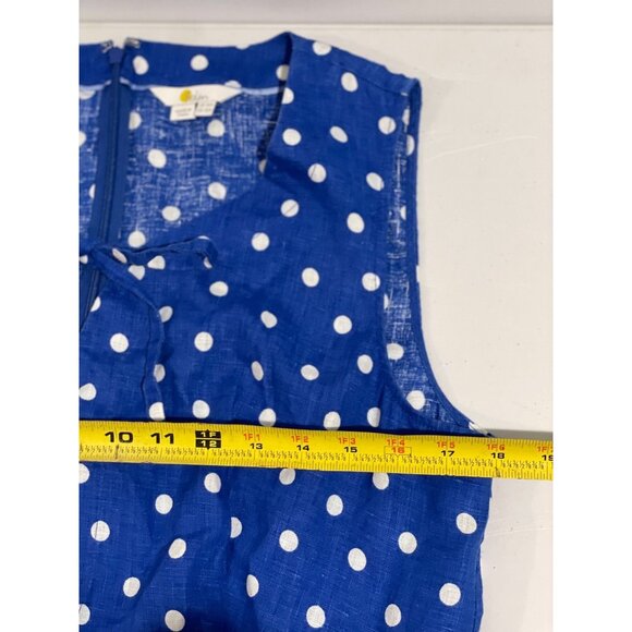 Boden Blue & White Polka Dot Linen Dress With Pockets Size 12R - Picture 11 of 13